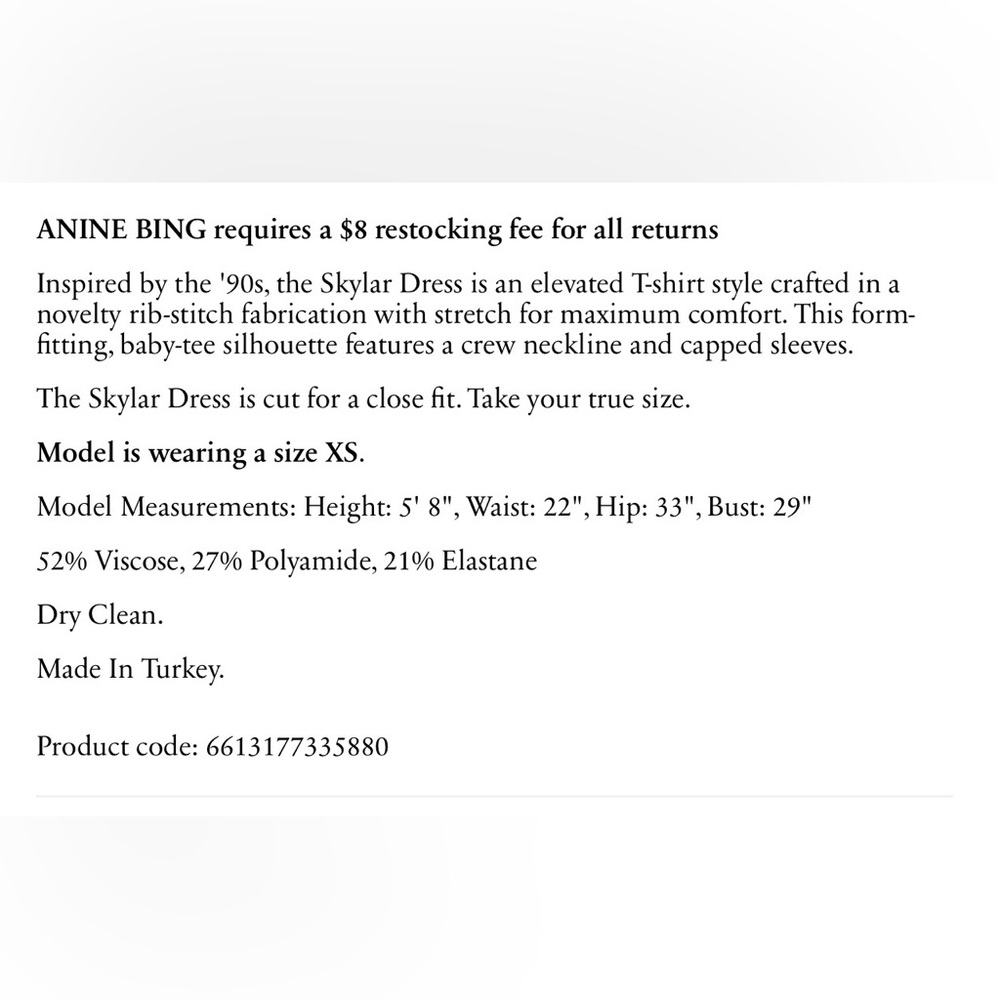 Anine Bing Skylar ivory dress Ptp 16” medium - Picture 8 of 9
